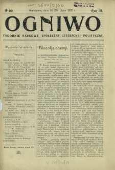 Ogniwo : tygodnik naukowy, społeczny, literacki i polityczny. R. 3, Nr 30 (16/29 lipca 1905)