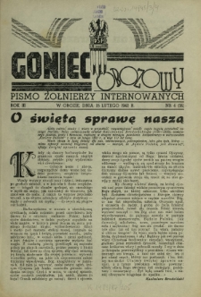 Goniec Obozowy : pismo żołnierzy internowanych R. 3, Nr 4 (15 lutego 1942)