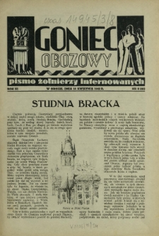 Goniec Obozowy : pismo żołnierzy internowanych R. 3, Nr 8 (15 kwietnia 1942)
