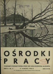 Ośrodki Pracy : tygodnik Stowarzyszenia Opieki nad Nieztrudnioną Młodzieżą R. 2, Nr 11 (17 marzec 1935)