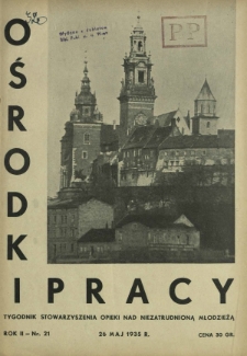 Ośrodki Pracy : tygodnik Stowarzyszenia Opieki nad Nieztrudnioną Młodzieżą R. 2, Nr 21 (26 maj 1935)