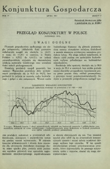 Konjunktura Gospodarcza : wydawnictwo Instytutu Badania Konjunktur Gospodarczych i Cen. R. 4, z. 7 (lipiec 1931)