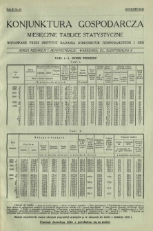 Konjunktura Gospodarcza : miesięczne tablice statystyczne wydawane przez Instytut Badania Konjunktur Gospodarczych i Cen. R. 2, nr 12 (grudzień 1933)