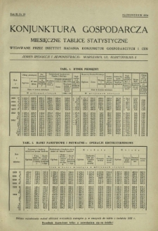 Konjunktura Gospodarcza : miesięczne tablice statystyczne wydawane przez Instytut Badania Konjunktur Gospodarczych i Cen. R. 3, nr 10 (październik 1934)