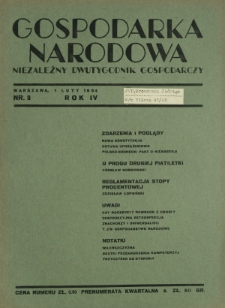 Gospodarka Narodowa : niezależny dwutygodnik gospodarczy. R. 4, nr 3 (1 luty 1934)