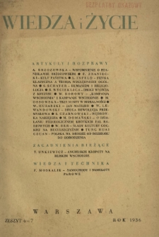 Wiedza i Życie : miesięcznik poświęcony sprawie kultury i oświaty R. 11, z. 6/7 (czerwiec/lipiec 1936)