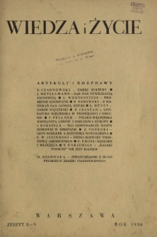 Wiedza i Życie : miesięcznik poświęcony sprawie kultury i oświaty R. 11, z. 8/9 (sierpień/wrzesień 1936)