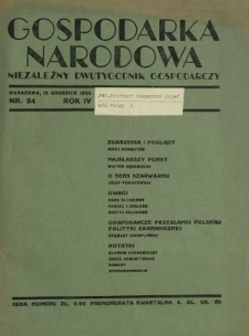 Gospodarka Narodowa : niezależny dwutygodnik gospodarczy. R. 4, nr 24 (15 grudzień 1934)