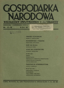 Gospodarka Narodowa : niezależny dwutygodnik gospodarczy. R. 7, nr 17-18 (1 października 1937)