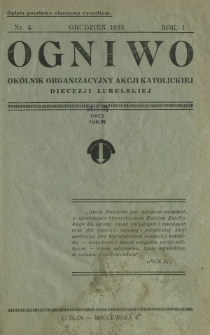 Ogniwo : ok&oacute;lnik organizacyjny Akcji Katolickiej Diecezji Lubelskiej. R. 1, Nr 4 (grudzień 1933)