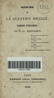 Résumé de la question sociale, banque d'échange