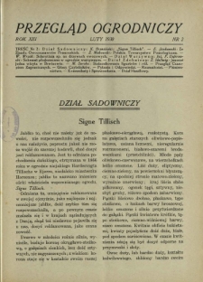 Przegląd Ogrodniczy : organ Małopolskiego Towarzystwa Rolniczego, Małopolskiego Towarzystwa Ogrodniczego oraz Koła Miłośników Ogrodnictwa i Koła Planistów przy Towarzystwie Ogrodniczem w Warszawie R. 13, Nr 2 (luty 1930)