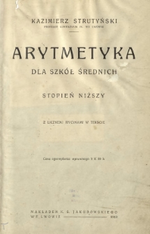 Arytmetyka dla szkół średnich : stopień niższy