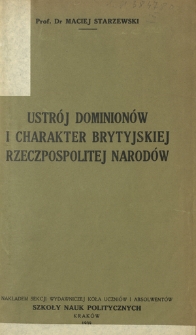 Ustrój dominionów i charakter Brytyjskiej Rzeczpospolitej Narodów