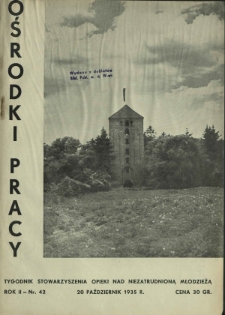 Ośrodki Pracy : tygodnik Stowarzyszenia Opieki nad Nieztrudnioną Młodzieżą R. 2, Nr 42 (20 października 1935)