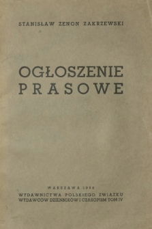 Ogłoszenie prasowe