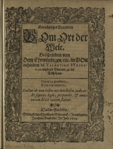 Ein n&uuml;tzliches Traktaetlein Vom Ort der Welt