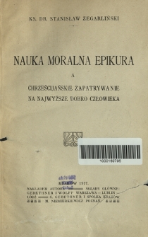 Nauka moralna Epikura a chrześcijańskie zapatrywanie na najwyższe dobro człowieka
