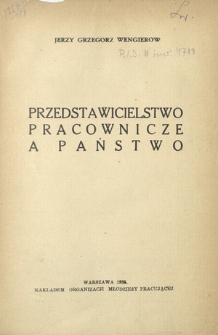 Przedstawicielstwo pracownicze a państwo