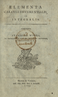 Elementa Calcvli Differentialis Et Integralis