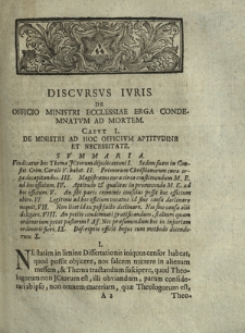 Samvelis Friderici Willenbergii, [...] De Officio Ministri Ecclesiae Erga Condemnatvm Ad Mortem Von Der Pflicht eines Predigers gegen einen zum Tode Verurtheileten. Et De Impoenitente Ad Mortem Condemnato Delinqvente Von Einem unbu&szlig;fertigen zum Tode verdammten Ubelth&auml;ter Discvrsvs Ivris