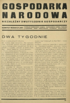 Gospodarka Narodowa : niezależny dwutygodnik gospodarczy. [R. 1, nr 4 (1 maja 1931)]