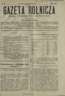 Gazeta Rolnicza : pismo tygodniowe ilustrowane. R. 65, nr 35 (28 sierpnia 1925)