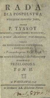 Rada Dla Pospolstwa Względem Zdrowia Jego. T. 2