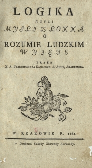 Logika Czyli Mysli Z Lokka O Rozumie Ludzkim Wyjęte
