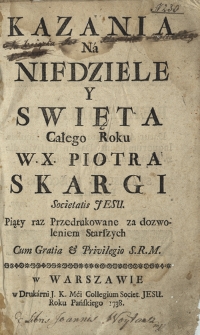 Kazania Na Niedziele y Swięta Całego Roku