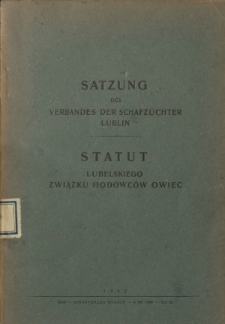 Satzung des Verbandes der Schafz&uuml;chter Lublin = Statut Lubelskiego Związku Hodowc&oacute;w Owiec
