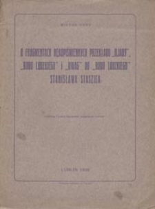 O fargmentach rękopiśmiennych przekładu "Iljady", "Rodu Ludzkiegi" i "Uwag" do "Rodu ludzkiego" St. Staszica