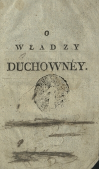 O władzy duchowney