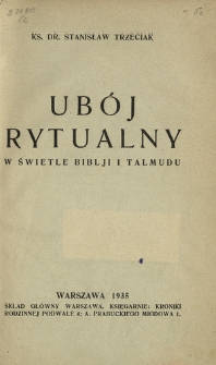 Ubój rytualny w świetle Biblji i Talmudu