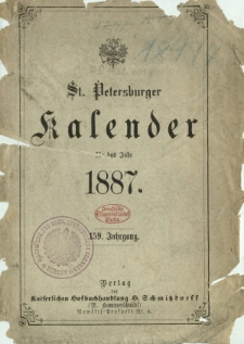 St. Petersburger Kalender für das Jahr 1887