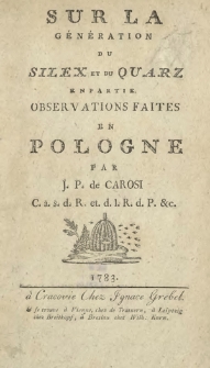 Sur La Génération Du Silex Et Du Quartz Enpartie Observation Faites En Pologne