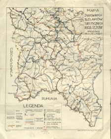 Mapa znakowanych szlaków turystycznych Huculszczyzny