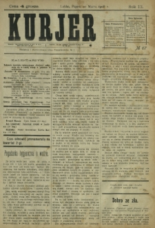 Kurjer / redaktor i wydawca Stanisław Korczak. - R. 3, nr 67 (20 marca 1908)
