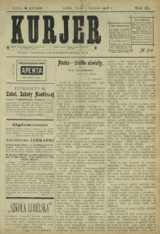 Kurjer / redaktor i wydawca Stanisław Korczak. - R. 3, nr 176 (5 sierpnia 1908)