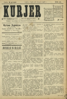 Kurjer / redaktor i wydawca Stanisław Korczak. - R. 3 , nr 195 (28 sierpnia 1908))