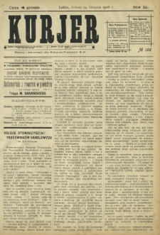 Kurjer / redaktor i wydawca Stanisław Korczak. - R. 3, nr 196 (29 sierpnia 1908)