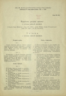 Rządowy projekt ustawy o wyborze radnych miejskich. Druk nr 836 [Dodatek do] :Sprawozdanie Stenograficzne z ... Posiedzenia Sejmu Rzeczypospolitej z dnia ... (IV Kadencja 1935-1938)