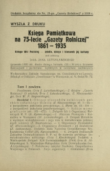 Gazeta Rolnicza : pismo tygodniowe ilustrowane. R. 78, nr 21 - dodatek