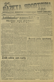 Gazeta Sportowa : bezpłatny dodatek tygodniowy Gazety Lubelskiej. Nr 2 (11 lutego 1946)