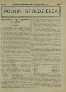 Rolnik - Sp&oacute;łdzielca. R. 1, nr 5 (8 czerwca 1924)