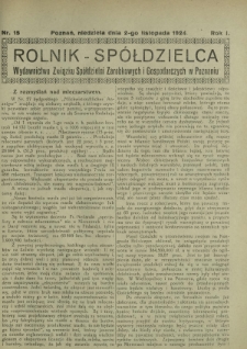 Rolnik - Sp&oacute;łdzielca. R. 1, nr 15 (2 listopada 1924)