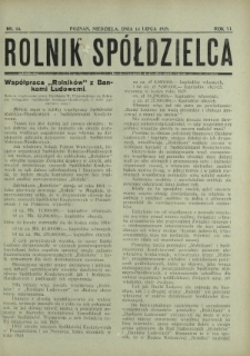 Rolnik - Sp&oacute;łdzielca. R. 6, nr 14 (14 lipca 1929)