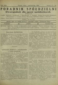 Poradnik Sp&oacute;łdzielni : dwutygodnik dla spraw sp&oacute;łdzielczych. 1924, nr 17 i 18 (1 października)