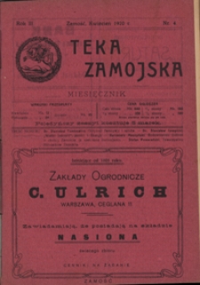 Teka Zamojska R. 3, nr 4 (kwiecień 1920)