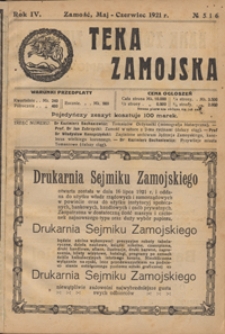 Teka Zamojska R. 4, nr 5 i 6 (maj/czerw. 1921)